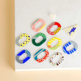 Oval Hollow Geometric Embossed Ring Acrylic Earring Accessories