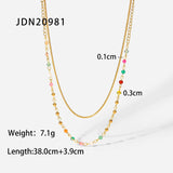 Colorful Stone Beads 18K Stainless Steel Double Necklace