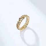 Qin Steel Mirror Face Chain Ring Double Woven Cuban Chain