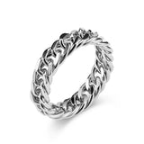 Qin Steel Mirror Face Chain Ring Double Woven Cuban Chain