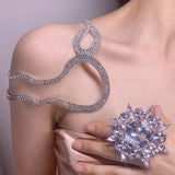 Geometric Rhinestone Body Chain Necklace - Crystal Asymmetrical Necklace