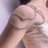 Geometric Rhinestone Body Chain Necklace - Crystal Asymmetrical Necklace