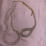Geometric Rhinestone Body Chain Necklace - Crystal Asymmetrical Necklace