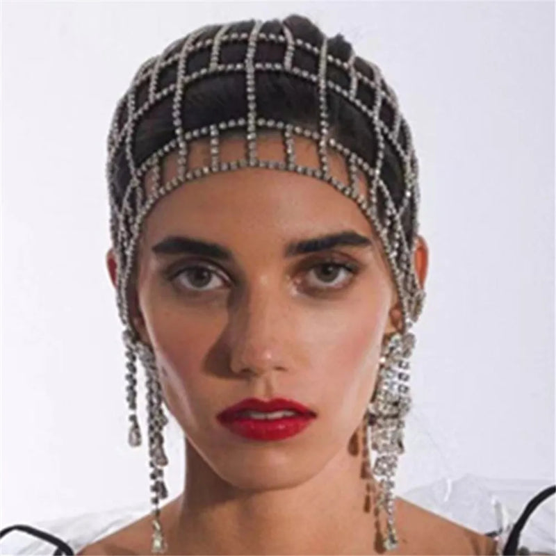 Crystal Multi-layer Hollow Head Chain Headpiece Wedding Jewelry for Women