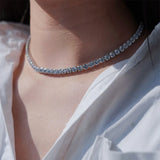 Crystal Tennis Necklace Zircon Silver Collar Choker Chain OHN016