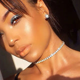 Crystal Tennis Necklace Zircon Silver Collar Choker Chain OHN016