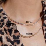 Crystal Tennis Necklace Zircon Silver Collar Choker Chain OHN016