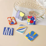 Embossed Oil Painting Style Painted Flowers Acrylic Pendant Earrings