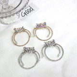 Exaggerated Rhinestone Flower Hoop Earrings Wedding Jewelry Women