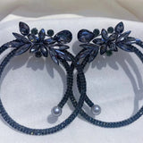 Exaggerated Rhinestone Flower Hoop Earrings Wedding Jewelry Women