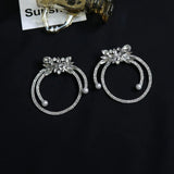 Exaggerated Rhinestone Flower Hoop Earrings Wedding Jewelry Women