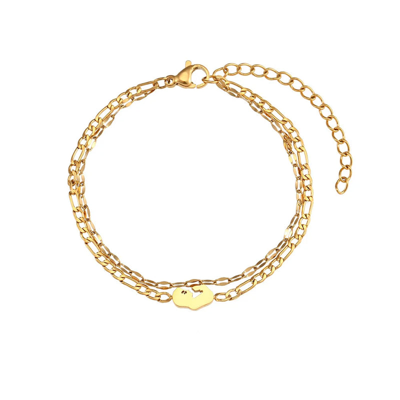 Star Map Heart Bracelet Twisted Double Layer Stainless Steel 18k Plated