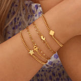 Star Map Heart Bracelet Twisted Double Layer Stainless Steel 18k Plated