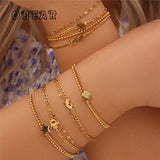Star Map Heart Bracelet Twisted Double Layer Stainless Steel 18k Plated