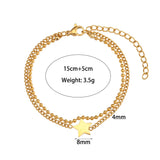 Star Map Heart Bracelet Twisted Double Layer Stainless Steel 18k Plated