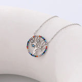 Colorful Diamond Tree Of Life Pendant Necklace 925 Sterling Silver