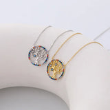 Colorful Diamond Tree Of Life Pendant Necklace 925 Sterling Silver