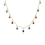 Colorful Tassel Water Drop Zircon Necklace for Women 925 Sterling Silver