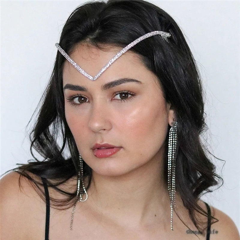Bohemian Bride Wedding Ultra Flash Crystal Forehead Chain Jewelry