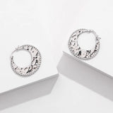 INS Jewelry 925 Silver 18K Plated Moon Beaded Hoop Earrings