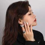 INS Jewelry 925 Silver 18K Plated Moon Beaded Hoop Earrings