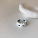 INS Pearl Colorful Rainbow Drop Oil Stitching Irregular Geometry Joint Ring
