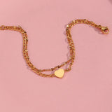 INS Double Layer Heart Bracelet Stainless Steel 18k Plated Jewelry