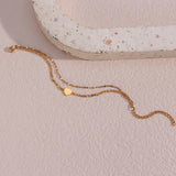 INS Double Layer Heart Bracelet Stainless Steel 18k Plated Jewelry