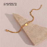 INS Double Layer Heart Bracelet Stainless Steel 18k Plated Jewelry