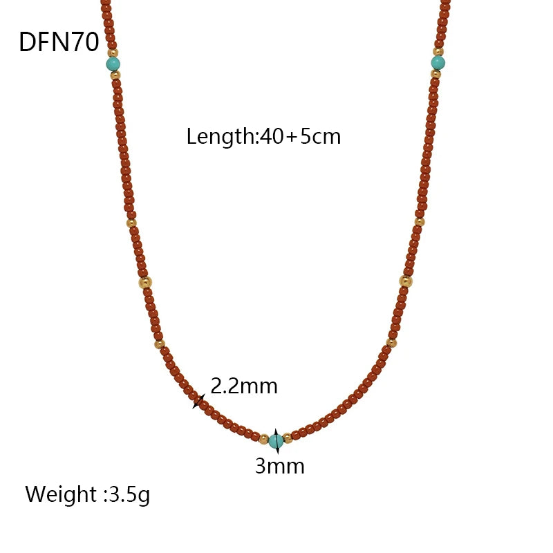 Vintage Warm Brown Seed Beads Necklace for Women