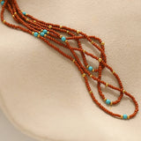 Vintage Warm Brown Seed Beads Necklace for Women