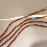 Vintage Warm Brown Seed Beads Necklace for Women