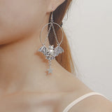 Geometric Big Ring Bat Earrings Female Y2K Punk Vintage Sweet Style Jewelry