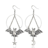 Geometric Big Ring Bat Earrings Female Y2K Punk Vintage Sweet Style Jewelry