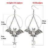 Geometric Big Ring Bat Earrings Female Y2K Punk Vintage Sweet Style Jewelry