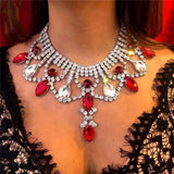 Gorgeous Rhinestone Hollow Choker Necklace Crystal Pendant Collar