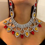 Gorgeous Rhinestone Hollow Choker Necklace Crystal Pendant Collar