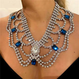 Gorgeous Rhinestone Hollow Choker Necklace Crystal Pendant Collar