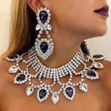 Gorgeous Rhinestone Hollow Choker Necklace Crystal Pendant Collar