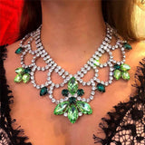 Gorgeous Rhinestone Hollow Choker Necklace Crystal Pendant Collar