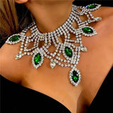 Gorgeous Rhinestone Hollow Choker Necklace Crystal Pendant Collar