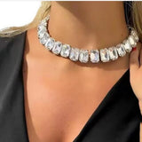 Glass Crystal Necklace Statement Pendant Collar Necklace for Women
