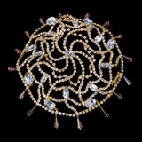 Rhinestone Hollow Square Stone Head Chain Hair Jewelry for Women