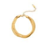 High Three-layer Snake Bone Chain Bracelet 18K Plated Stainless Steel