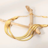High Three-layer Snake Bone Chain Bracelet 18K Plated Stainless Steel