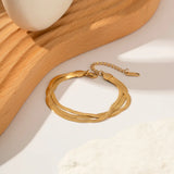 High Three-layer Snake Bone Chain Bracelet 18K Plated Stainless Steel