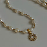 Hot Pearl Smiling Face Clavicle Necklace Women Rhinestone Choker