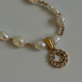 Hot Pearl Smiling Face Clavicle Necklace Women Rhinestone Choker