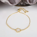 Lucky Five Leaves Flower Bracelet Zircon Adjustable Bracelet