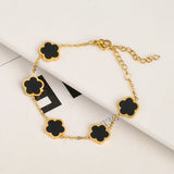 Stainless Steel Five Leaf Flower Bracelet - Girl Wedding Jewelry